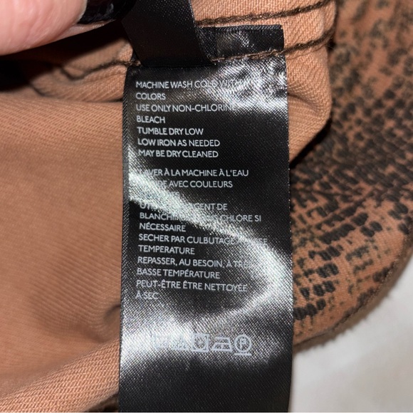 Free People Brown Snake Print Button Front Denim Trucker Jacket - Picture 7 of 13